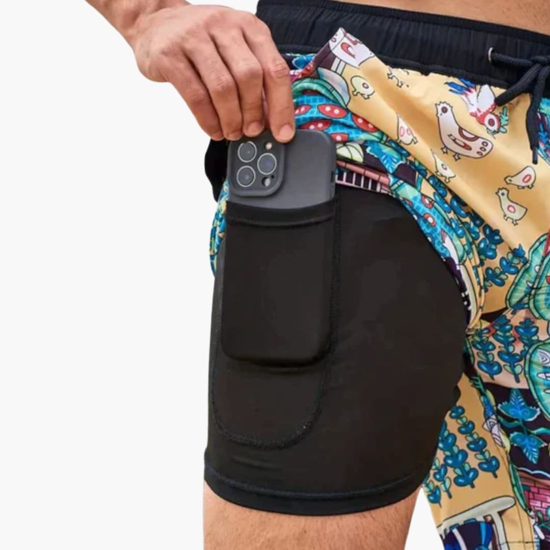 Men's Swim Trunks Drawstring Waist Pockets