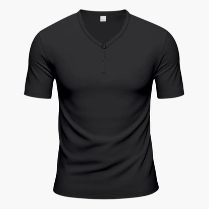 Men's Short Sleeve Henley T-Shirt Textured Button Front - Vonnera