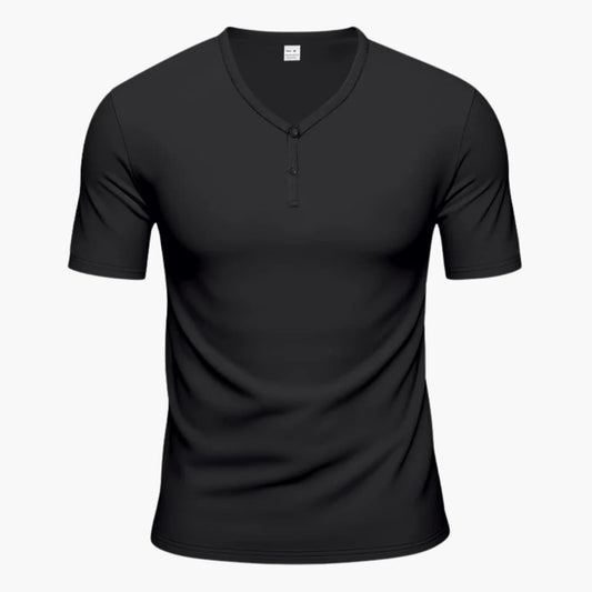Men's Short Sleeve Henley T-Shirt Textured Button Front - Vonnera