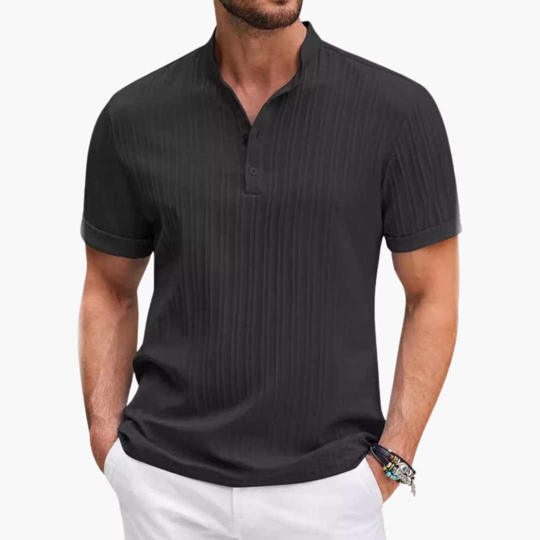 Men's Short Sleeve Henley T-Shirt Textured Stripe - Vonnera