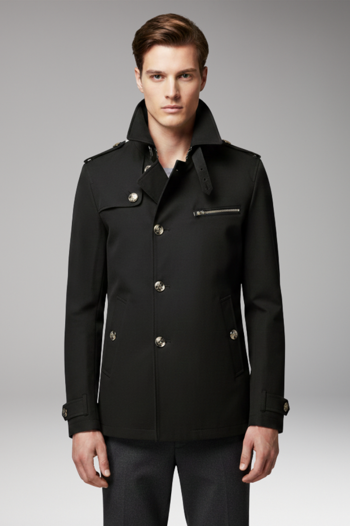 Men's Trench Coat Button Front Cotton Tan