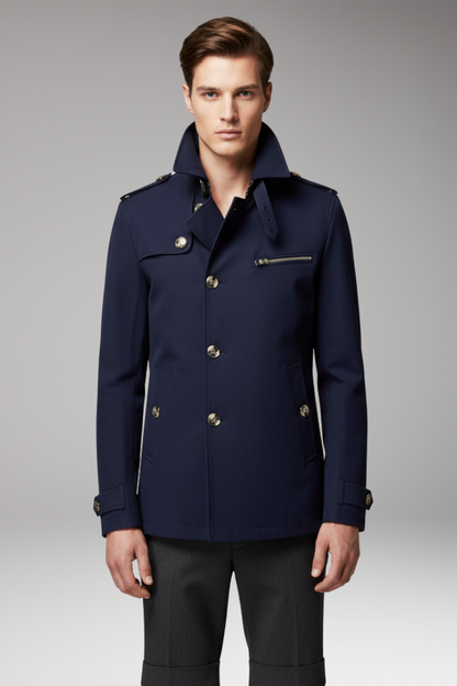 Men's Trench Coat Button Front Cotton Tan