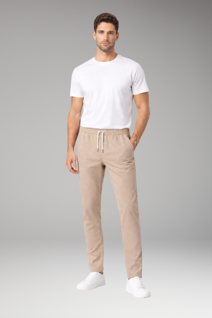 Men's Elastic Waist Trousers Drawstring Closure