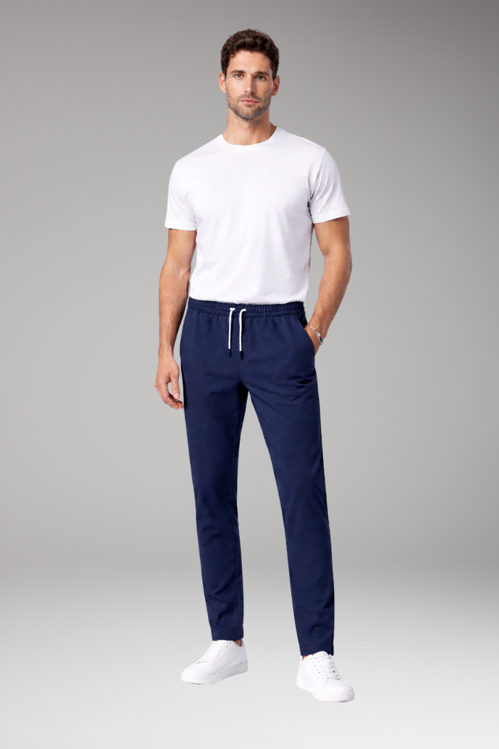 Men's Elastic Waist Trousers Drawstring Closure