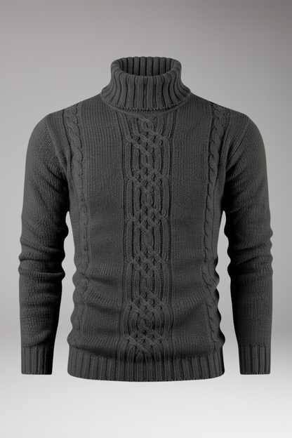 Men's Cable Knit Turtleneck Sweater Ribbed - Vonnera