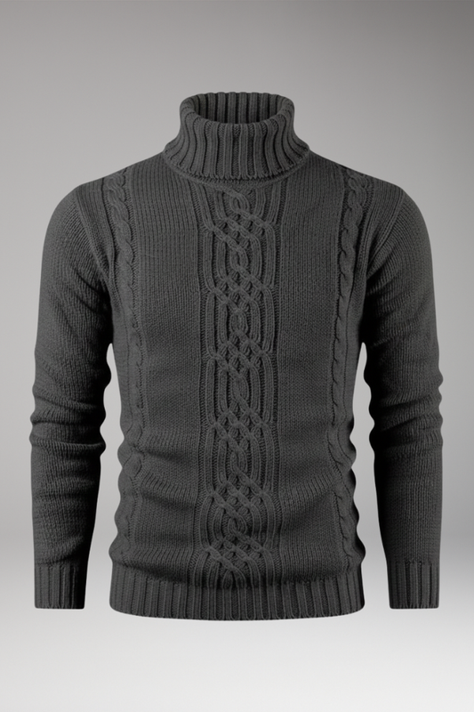 Men's Cable Knit Turtleneck Sweater Ribbed - Vonnera