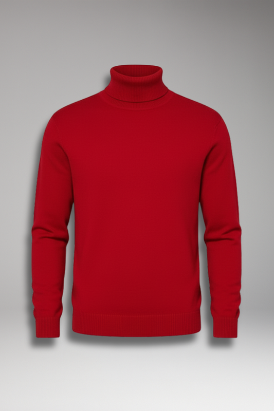 Men's Turtleneck Sweater Ribbed Plain - Vonnera