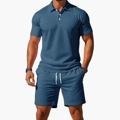 Men's Polo Short Set Collared Shirt and Shorts