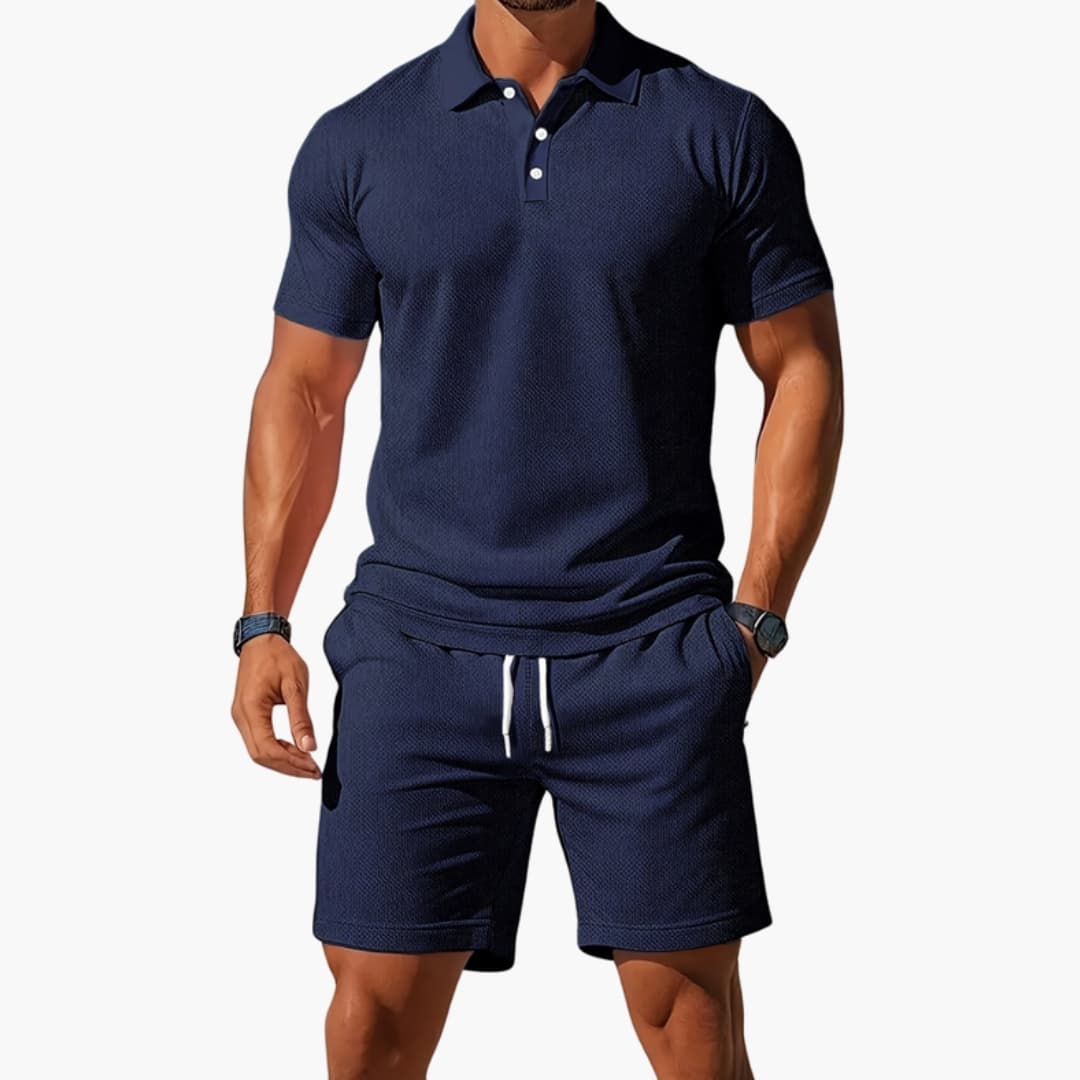 Men's Polo Short Set Collared Shirt and Shorts