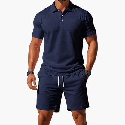 Men's Polo Short Set Collared Shirt and Shorts