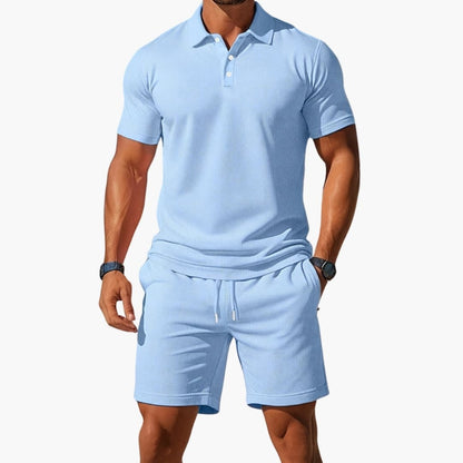 Men's Polo Short Set Collared Shirt and Shorts - Vonnera