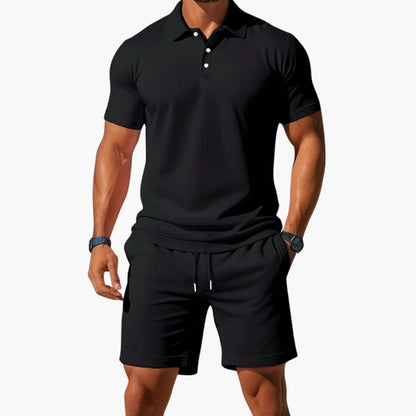 Men's Polo Short Set Collared Shirt and Shorts