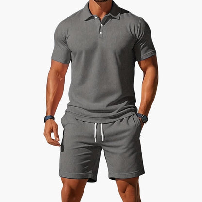 Men's Polo Short Set Collared Shirt and Shorts