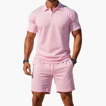 Men's Polo Short Set Collared Shirt and Shorts
