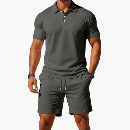 Men's Polo Short Set Collared Shirt and Shorts