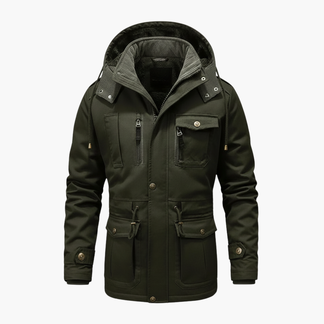 Men's Hooded Utility Jacket With Pockets - Vonnera