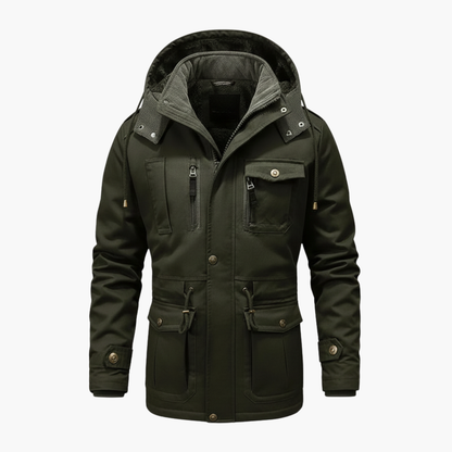 Men's Hooded Utility Jacket With Pockets - Vonnera
