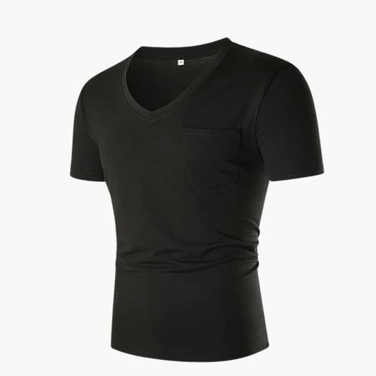 Men's Short Sleeve V-Neck T-Shirt With Pocket - Vonnera