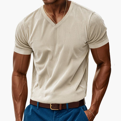 Men's V-Neck Short Sleeve T-Shirt Textured Finish - Vonnera