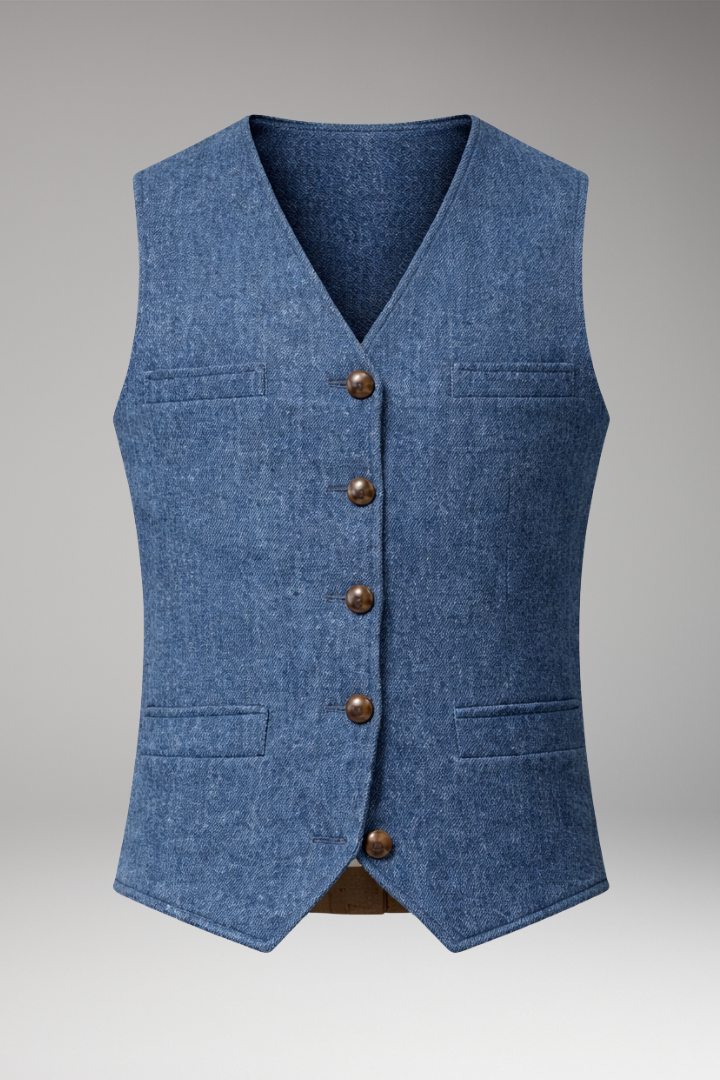 Men's V-Neck Button Vest - Vonnera