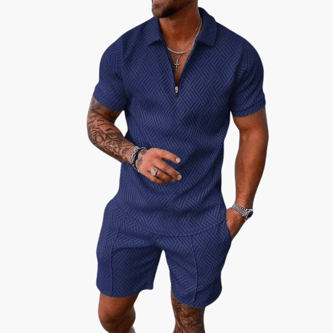 Men's Polo Shirt Set Short Sleeve Two Piece