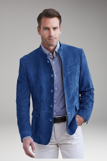 Men's Stand Collar Blazer Multi Pocket