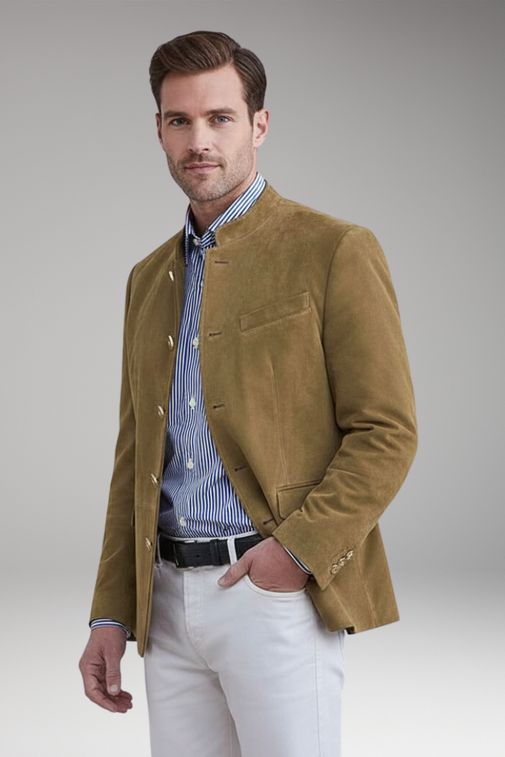 Men's Stand Collar Blazer Multi Pocket