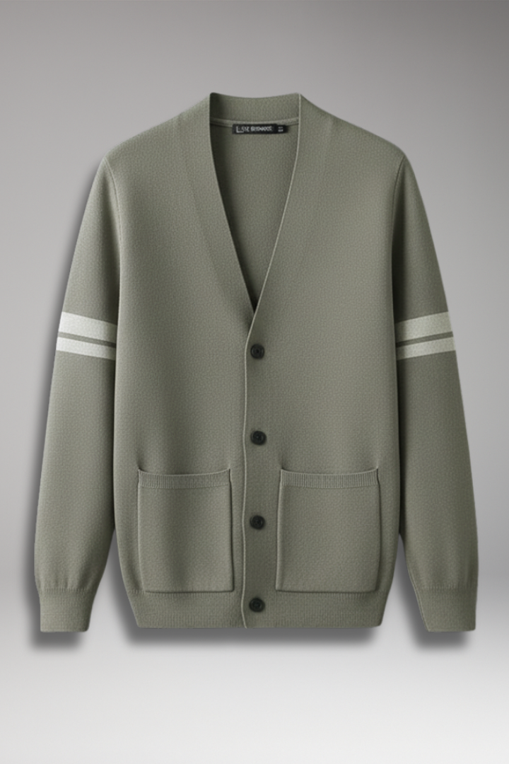 Men's Button Cardigan Contrast Trim - Vonnera
