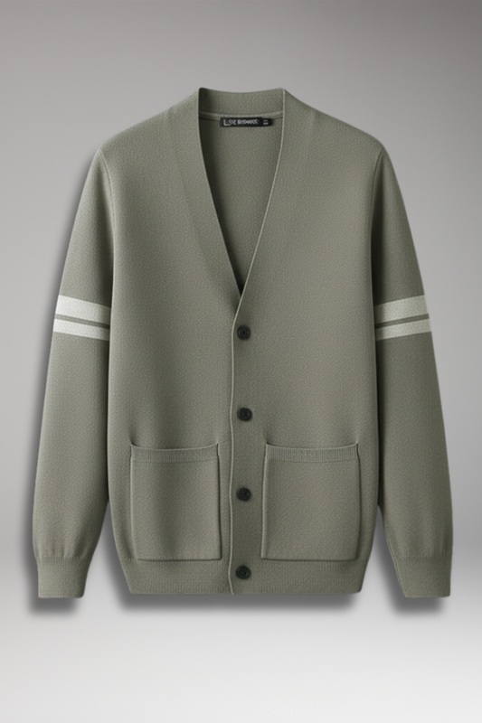 Men's Button Cardigan Contrast Trim - Vonnera
