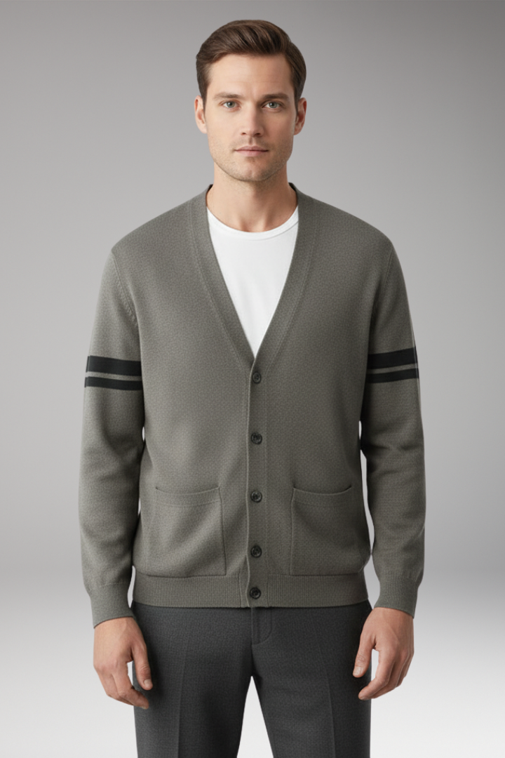 Men's Button Cardigan Contrast Trim