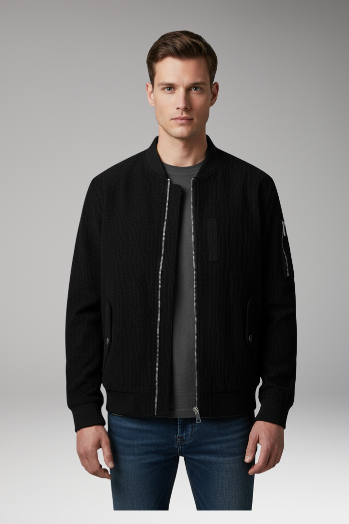 Men's Corduroy Bomber Jacket Utility Pocket Ribbed Trim