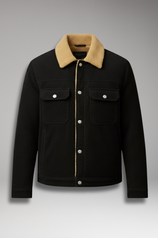 Men's Corduroy Jacket Fleece Lined Snap Button - Vonnera