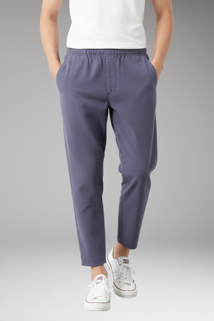 Men's Cropped Pants Elastic Waist Side Pockets