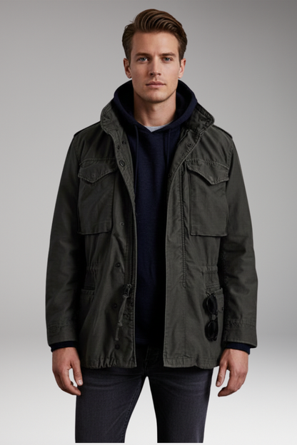 Men's Field Jacket Waterproof Snap Pockets