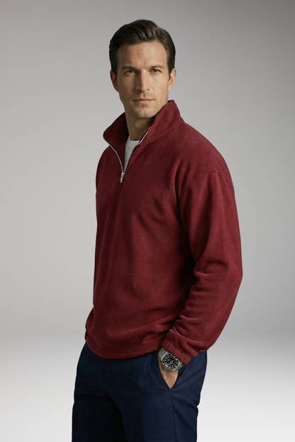 Men's Fleece Pullover Sweatshirt Ribbed Cuffs