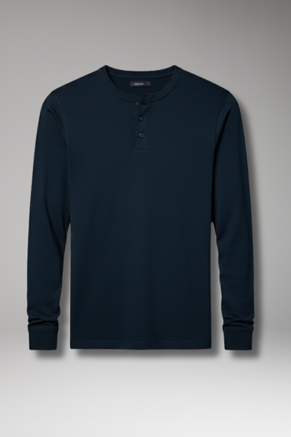 Men's Long Sleeve Henley Shirt Three Button - Vonnera