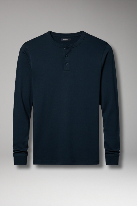 Men's Long Sleeve Henley Shirt Three Button - Vonnera