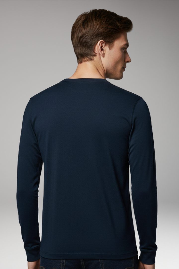 Men's Long Sleeve Henley Shirt Three Button