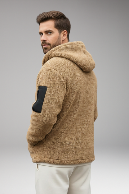 Men's Hooded Zip Jacket Pouch Pockets