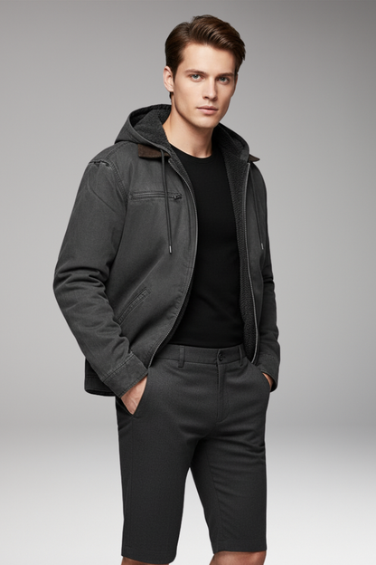 Men's Hooded Zip Jacket Lined Interior