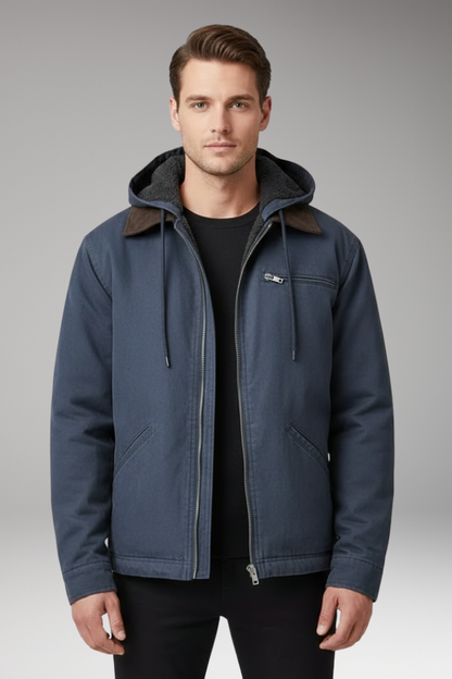 Men's Hooded Zip Jacket Front Pockets