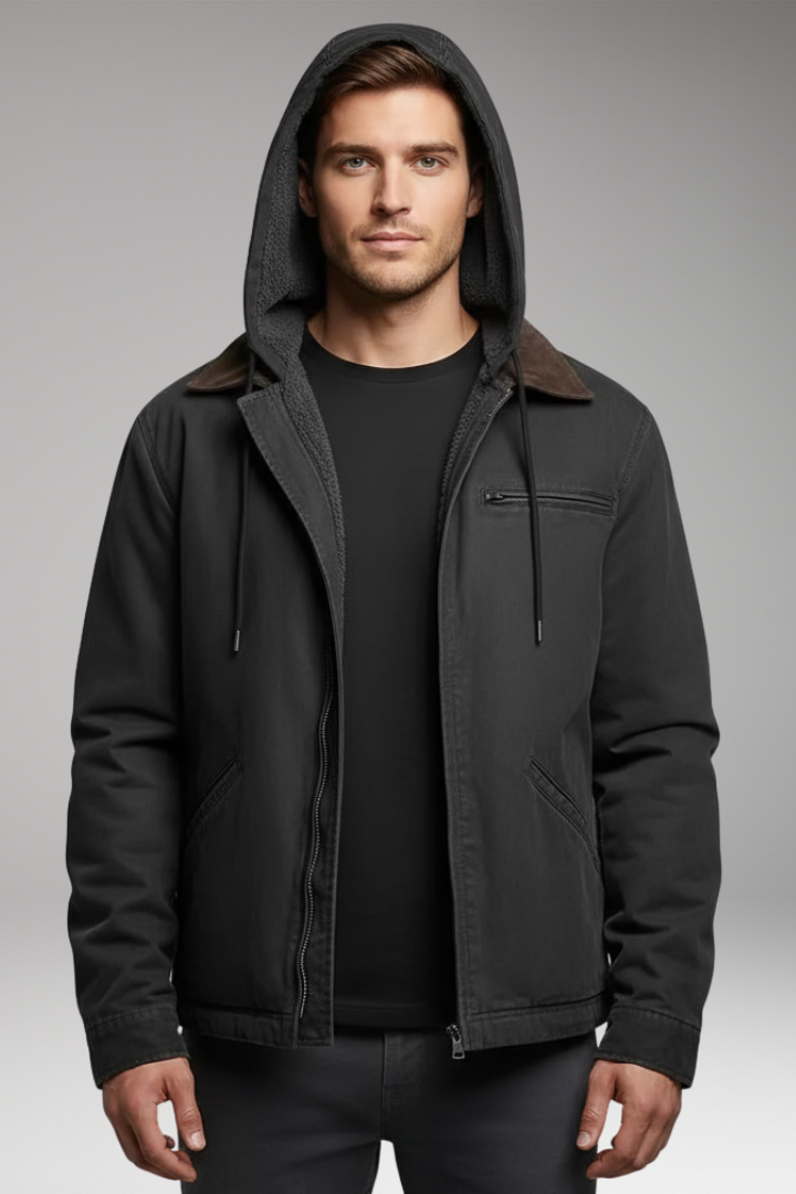 Men's Hooded Zip Jacket Front Pockets