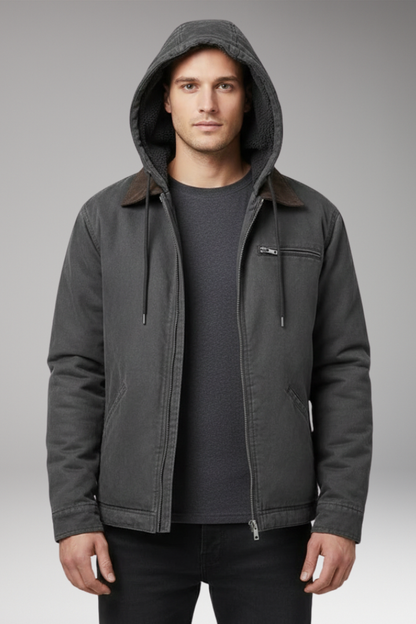 Men's Hooded Zip Jacket Front Pockets