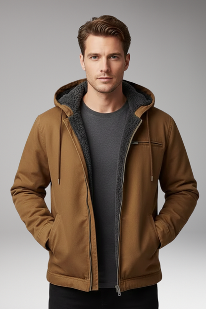 Men's Hooded Zip Jacket Front Pockets