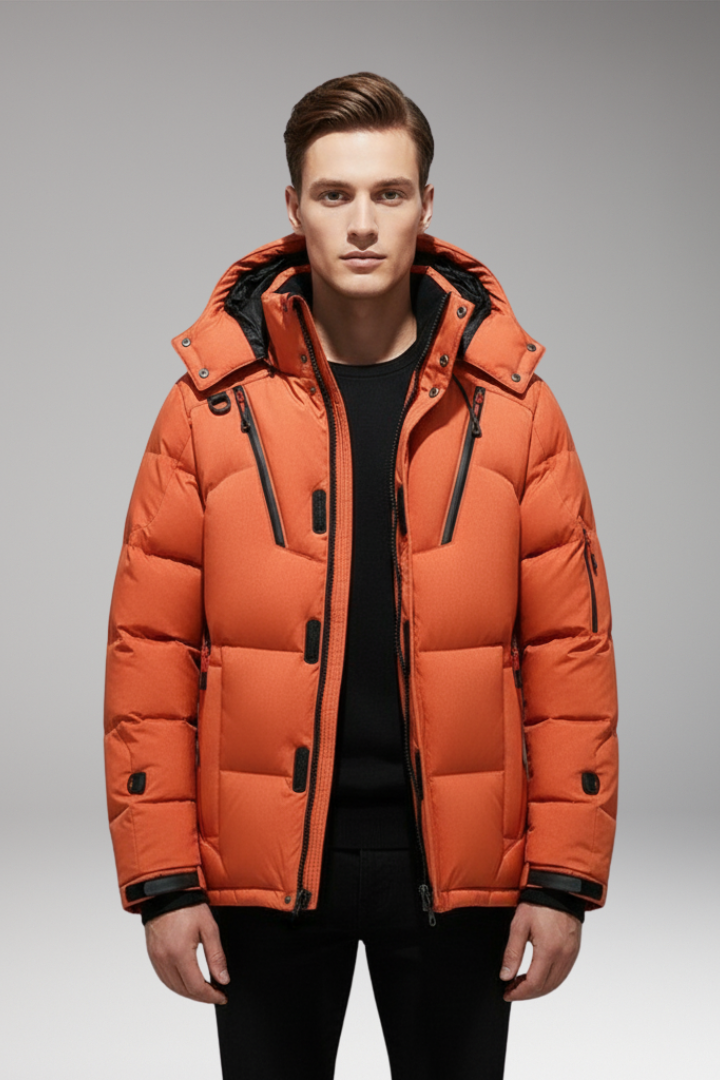 Men's Hooded Puffer Jacket Zip Front