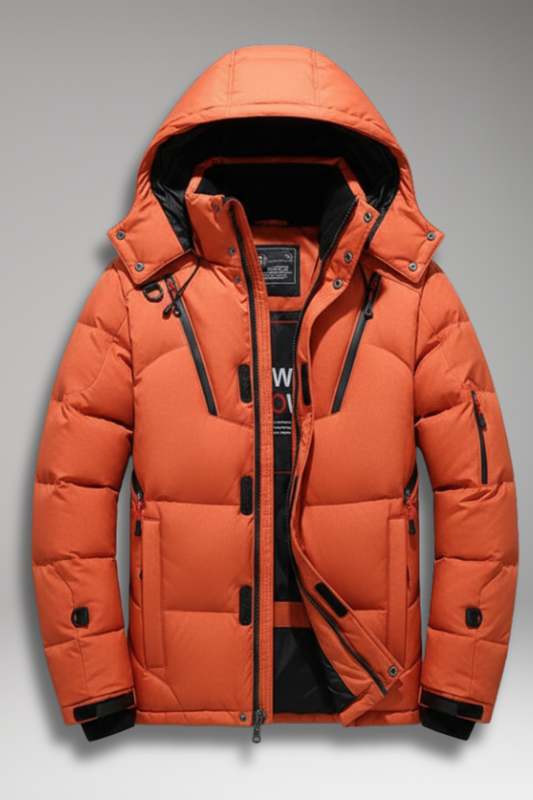 Men's Hooded Puffer Jacket Zip Front - Vonnera