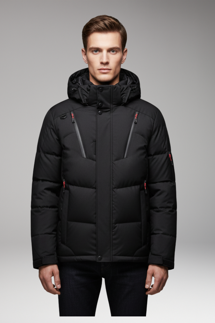 Men's Hooded Puffer Jacket Zip Front