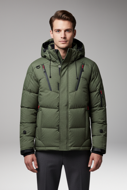 Men's Hooded Puffer Jacket Zip Front