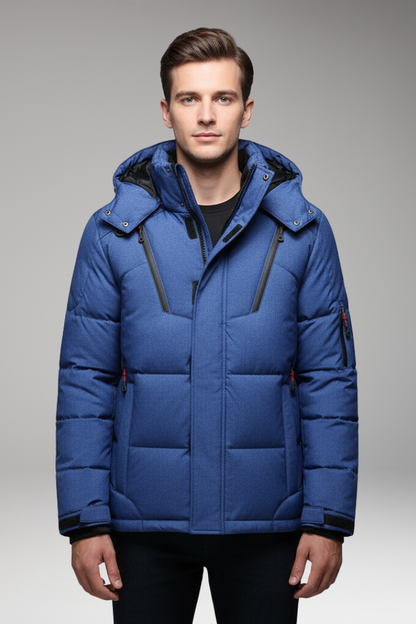 Men's Hooded Puffer Jacket Zip Front