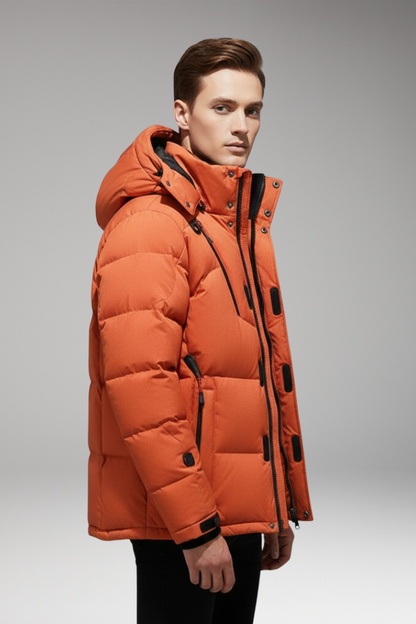 Men's Hooded Puffer Jacket Zip Front
